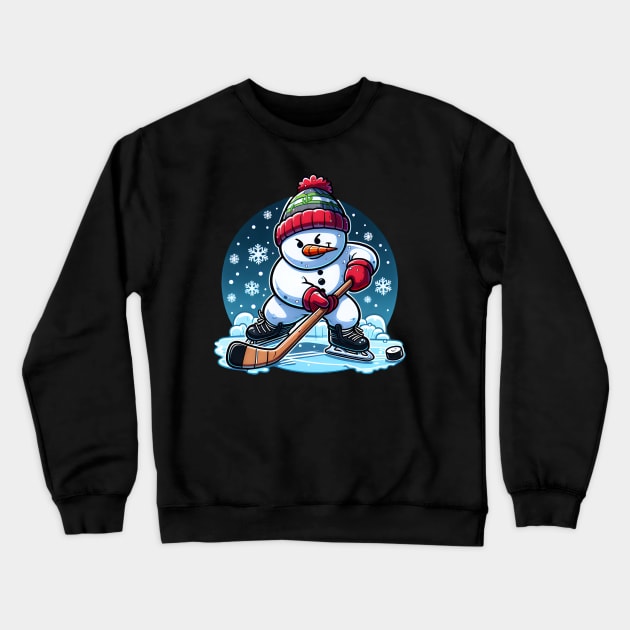 Snowman Ice Hockey - Winter Puck Wizard Crewneck Sweatshirt by SergioCoelho_Arts